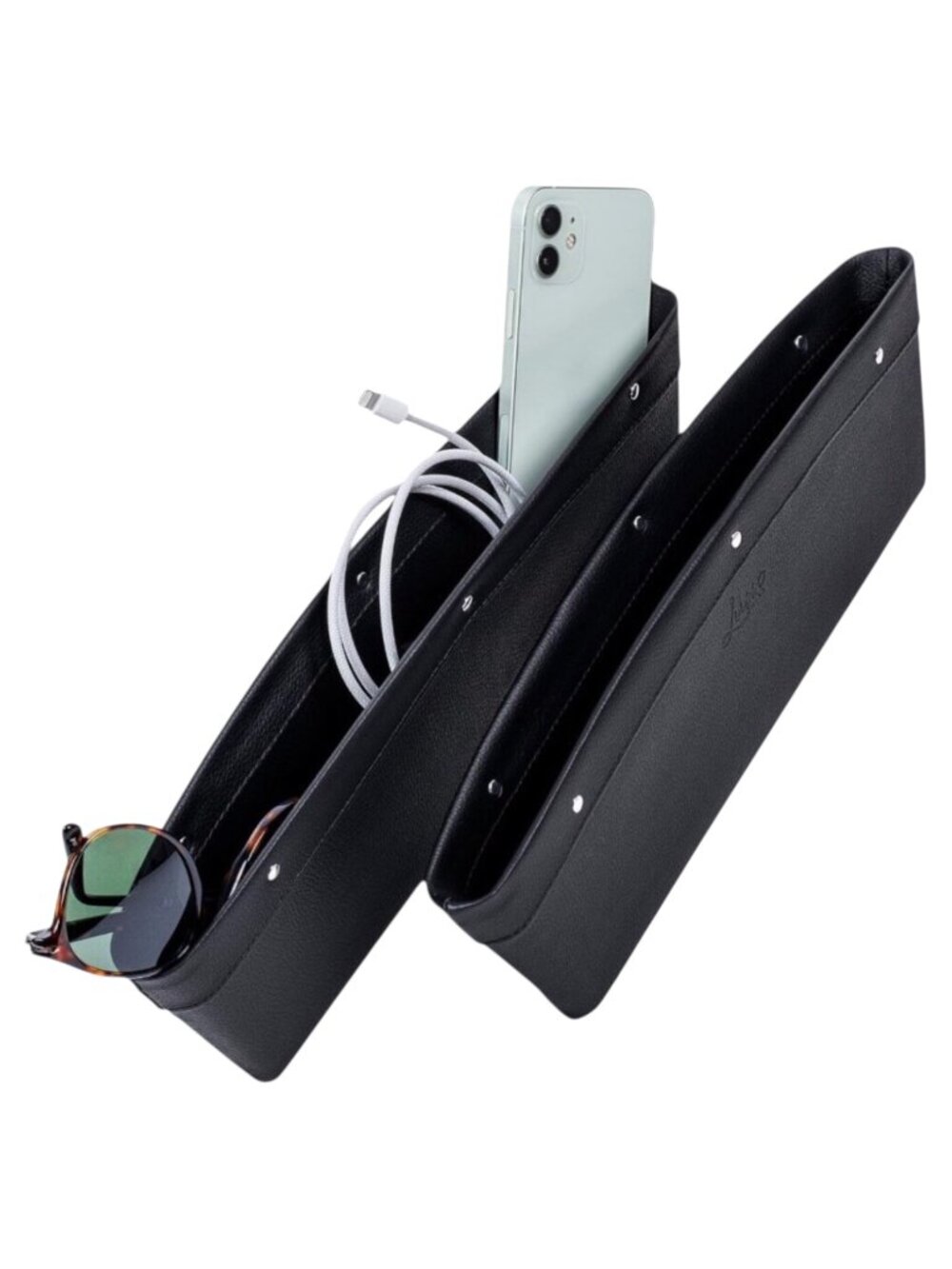 Set of 2 Black Car Seat Gap Filler and Organizer